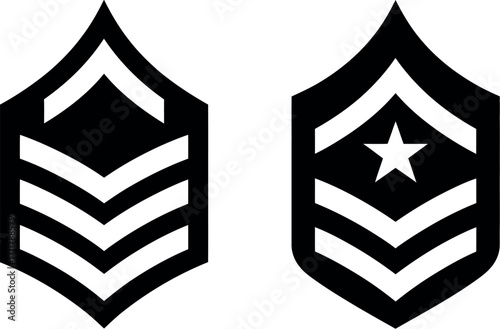 Military rank insignia showing chevrons and a star on a dark background