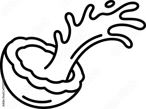 Fresh coconut splashing liquid in dynamic illustration