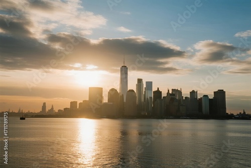 Wallpaper Mural Sunset view of a modern city skyline with tall buildings Torontodigital.ca
