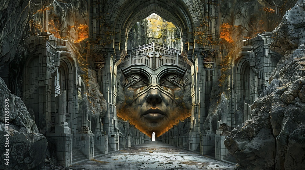 Obraz premium Surreal Dreamscape Mosaic Blending Nature's Landscape