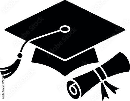 Academic achievement symbolized by a graduation cap and diploma, representing education and success.