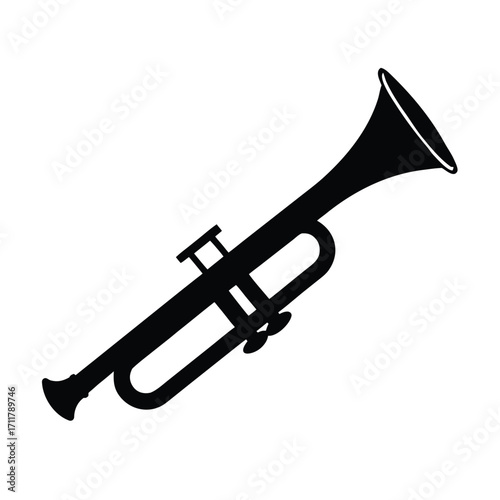 Black trumpet silhouette on a white background