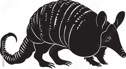 Mysterious armadillo silhouette explores arid terrain