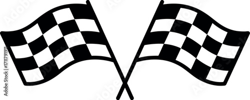 Two checkered flags crossed, symbolizing victory and the start of a race.