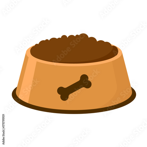 Dog Food Bowl  flat vector illustration logo icon clipart