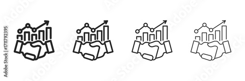 Partnership  Icon Set With Multiple Line Styles Vector Illustration 