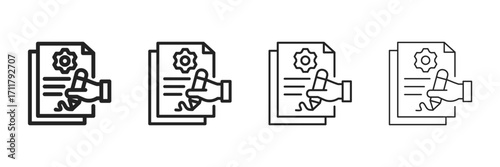 Project  Icon Set With Multiple Line Styles Vector Illustration 