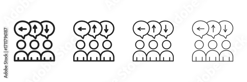 Diversity  Icon Set With Multiple Line Styles Vector Illustration 