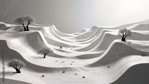 Fototapeta Naklejka Na Ścianę i Meble -  Outdoor black and white desert sand dune landscape