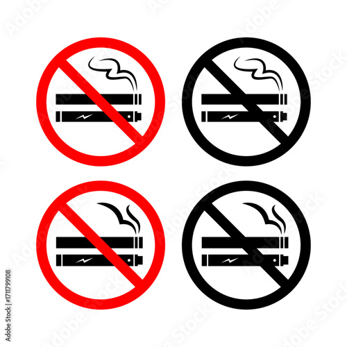 No smoking Not vaping combined symbol. vector icon illustration eps file red and black. prohibition area to smoke.
