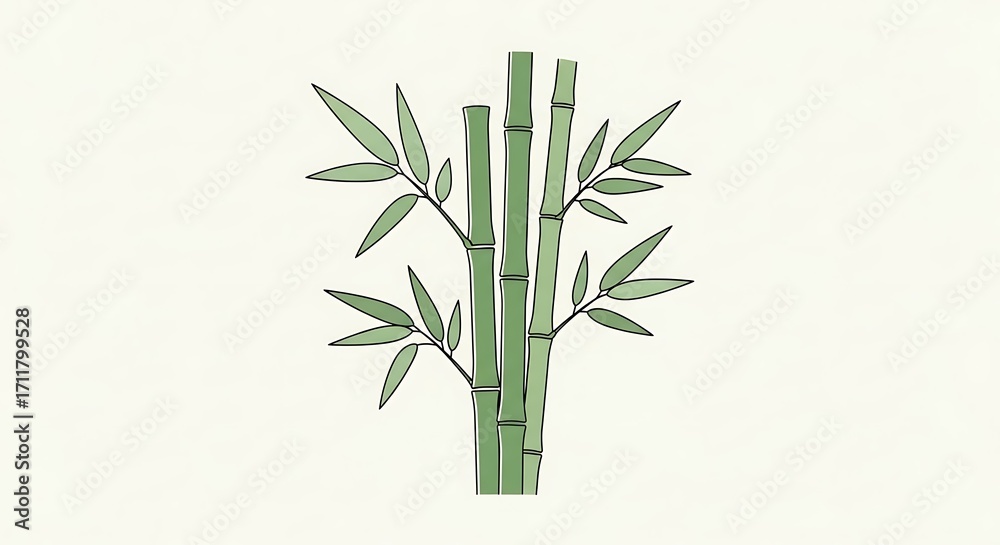 Fototapeta premium Bamboo Stalks Illustration.