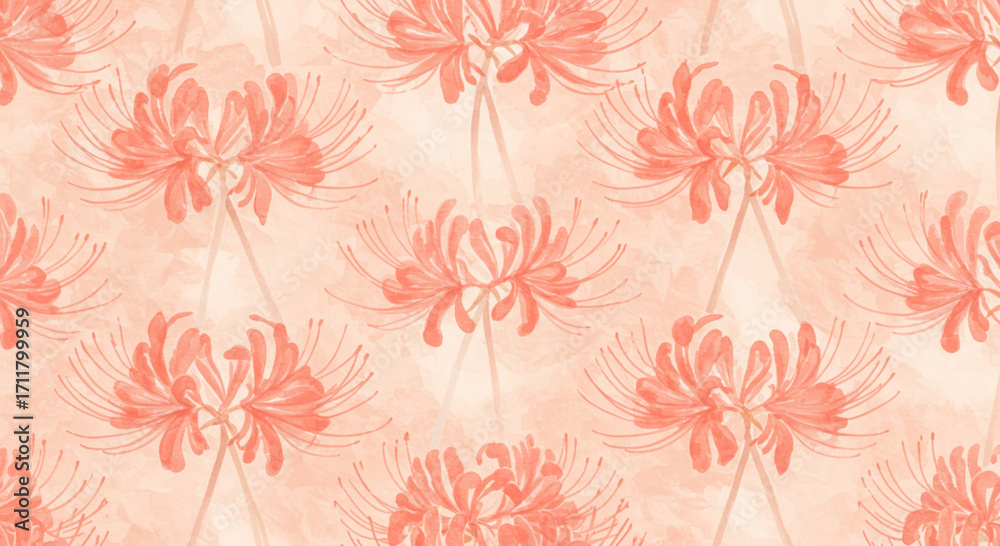 Obraz premium Watercolor seamless pattern featuring delicate orange spider lilies for elegant design elements