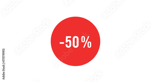 A red circle with the white text 50 against a white backdrop
