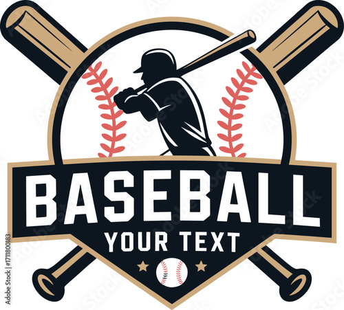 Dynamic baseball emblem logo design versatile for sports teams and brands