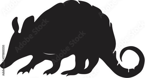 Armadillo silhouette, unique animal shape, wild creature