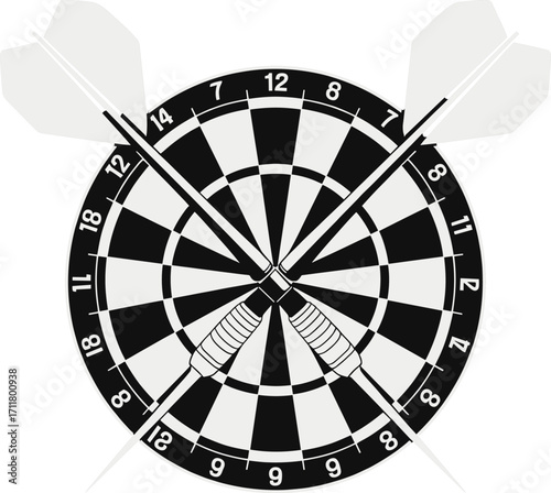 Classic dartboard with two darts ready for game night fun and competition