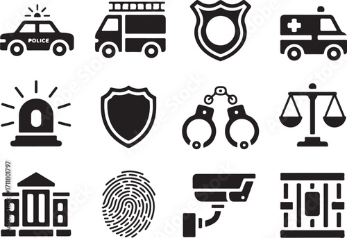 Law enforcement and justice symbols for security and order