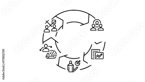 Circular business process diagram with icons