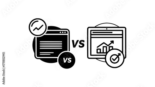 Visual representation of contrasting digital tools and platforms