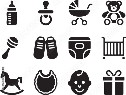 Essential baby icons for nursery design