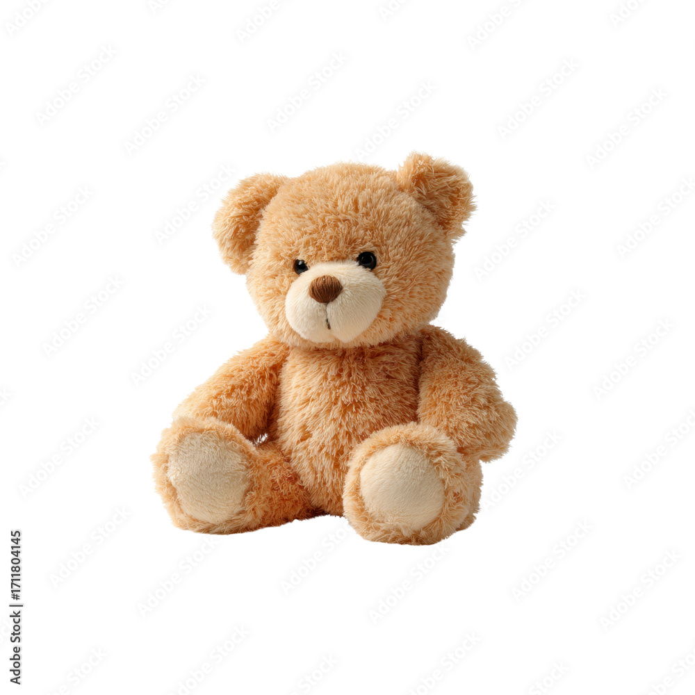 Fototapeta premium Adorable Light Brown Teddy Bear Sitting on Black Background