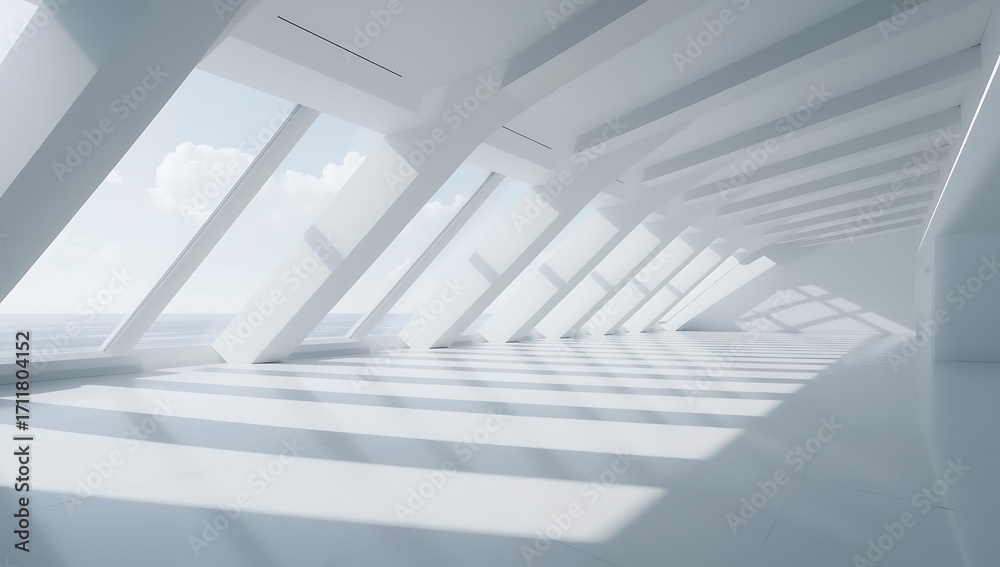 Obraz premium Modern White Architecture Corridor Interior