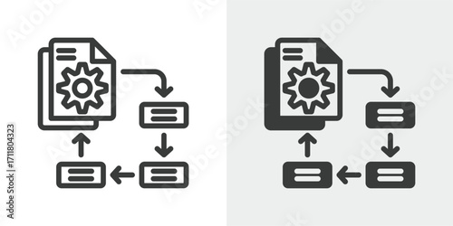 Project Plan Icon Set in Outline and Mixed Style Vector Illustration
