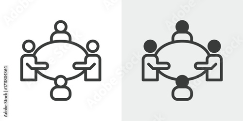 Meeting Icon Set in Outline and Mixed Style Vector Illustration