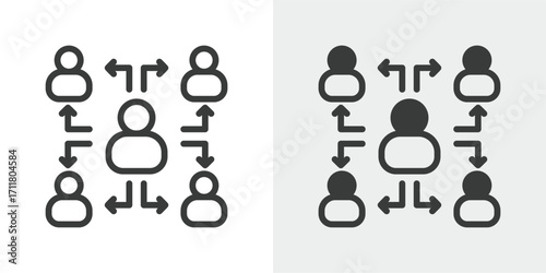 Networking Icon Set in Outline and Mixed Style Vector Illustration