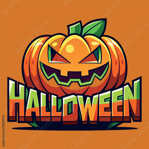 Vibrant cartoon jack o lantern illustration for halloween