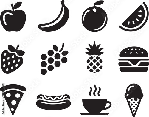 Delicious food icons for menus, recipes, and apps