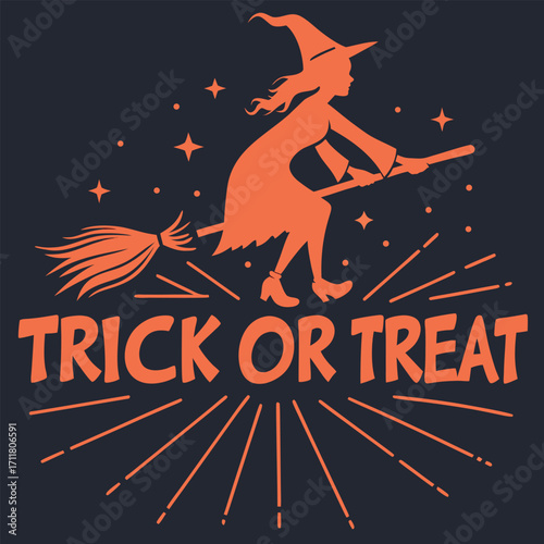 Vibrant halloween witch silhouette design
