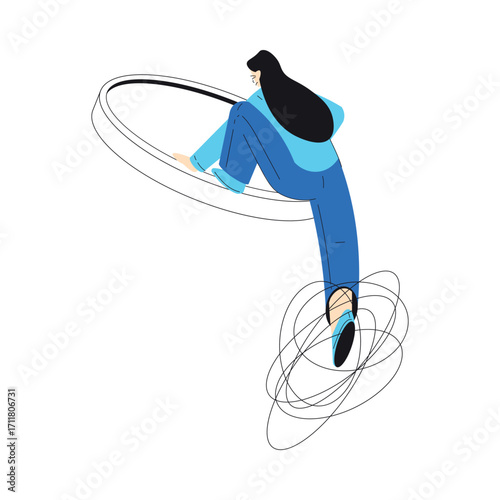 Mental Health with Woman Character with Psychological Disorder Vector Illustration