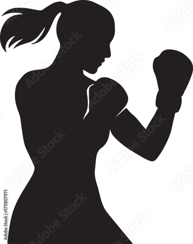 a boxing woman silhouette vector