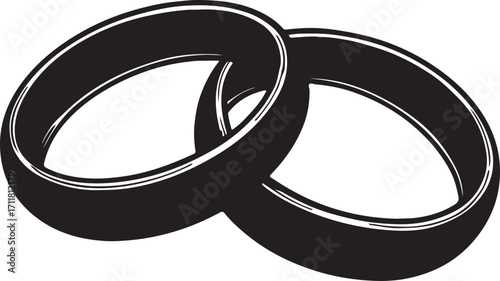  two intertwined wedding rings signifying marriage and commitment silhouette vector