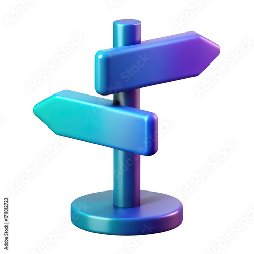 3d directional signpost with two arrows isolated on transparent background