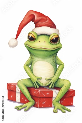 Chrismas ribbit amphibian animal frog.