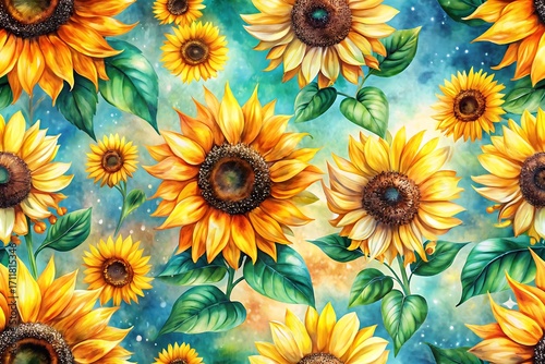 Painting of a field of sunflowers