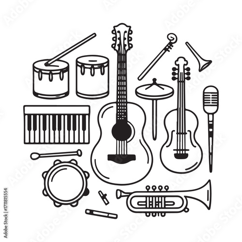 Musical Guitar Set Vector Illustration