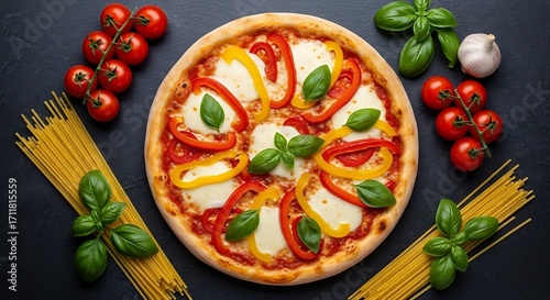 Delicious Italian Pizza with Toppings.