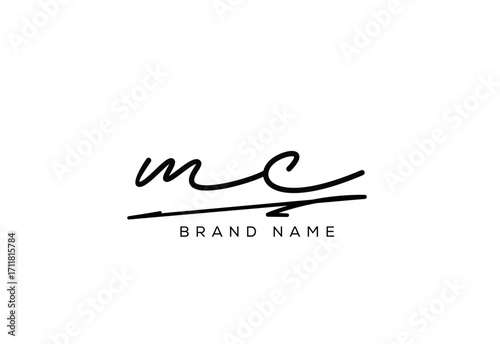 MC letter elegant cursive beauty handwriting logo.