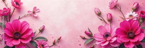 Romantic Fuchsia Floral Pattern Vibrant Summer Textile & Wallpaper Design