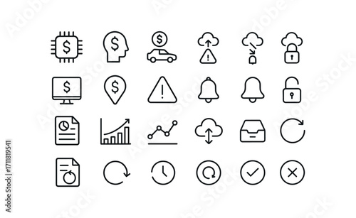 vector outline icons Capital (Advanced) capital smart capital ai capital auto capital manual capital synced capital unsynced capital monitor capital track capital alert capital notify.
