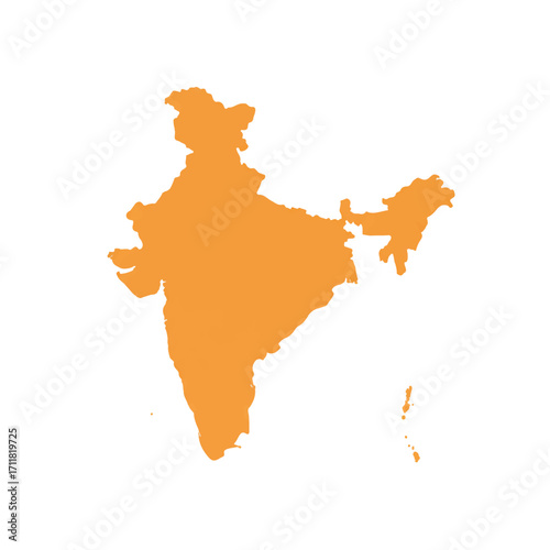 A flat 2D vector illustration of an India map icon, presented simply and clearly on a bright white background.