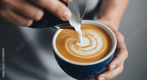 Barista Making Latte Art.
