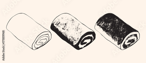 Pumpkin Roll Set Illustration with Cream Swirl Filling