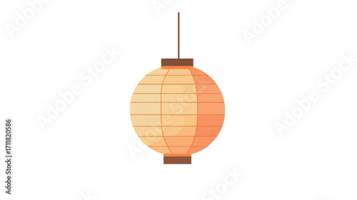 A digital illustration of a single, round paper lantern hanging from a thin string. The lantern is predominantly light orange and yellow, with a gradient effect.  It is depicted against a white