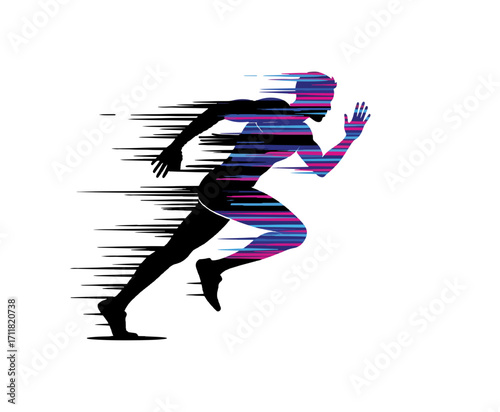 Dynamic Silhouette of a Running Athlete Abstract Speed and Motion in Vector Art with Colorful Effects and Energetic Lines 45