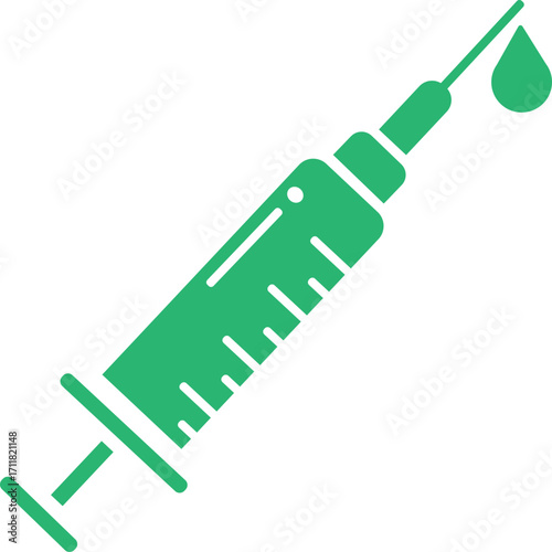 green syringe and blood