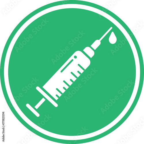 green syringe and blood icon